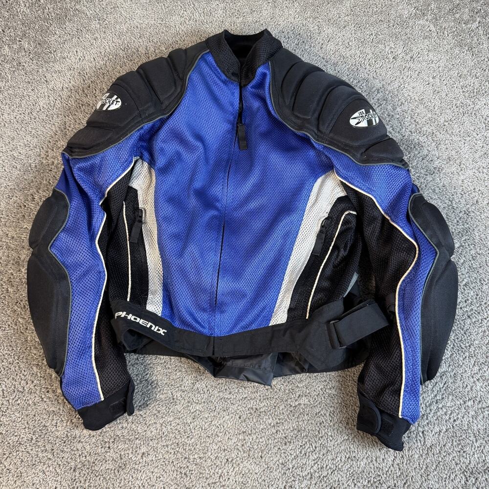 Joe Rocket Phoenix Jacket Mens L Blue Touring Mesh Protectors Removable Lining